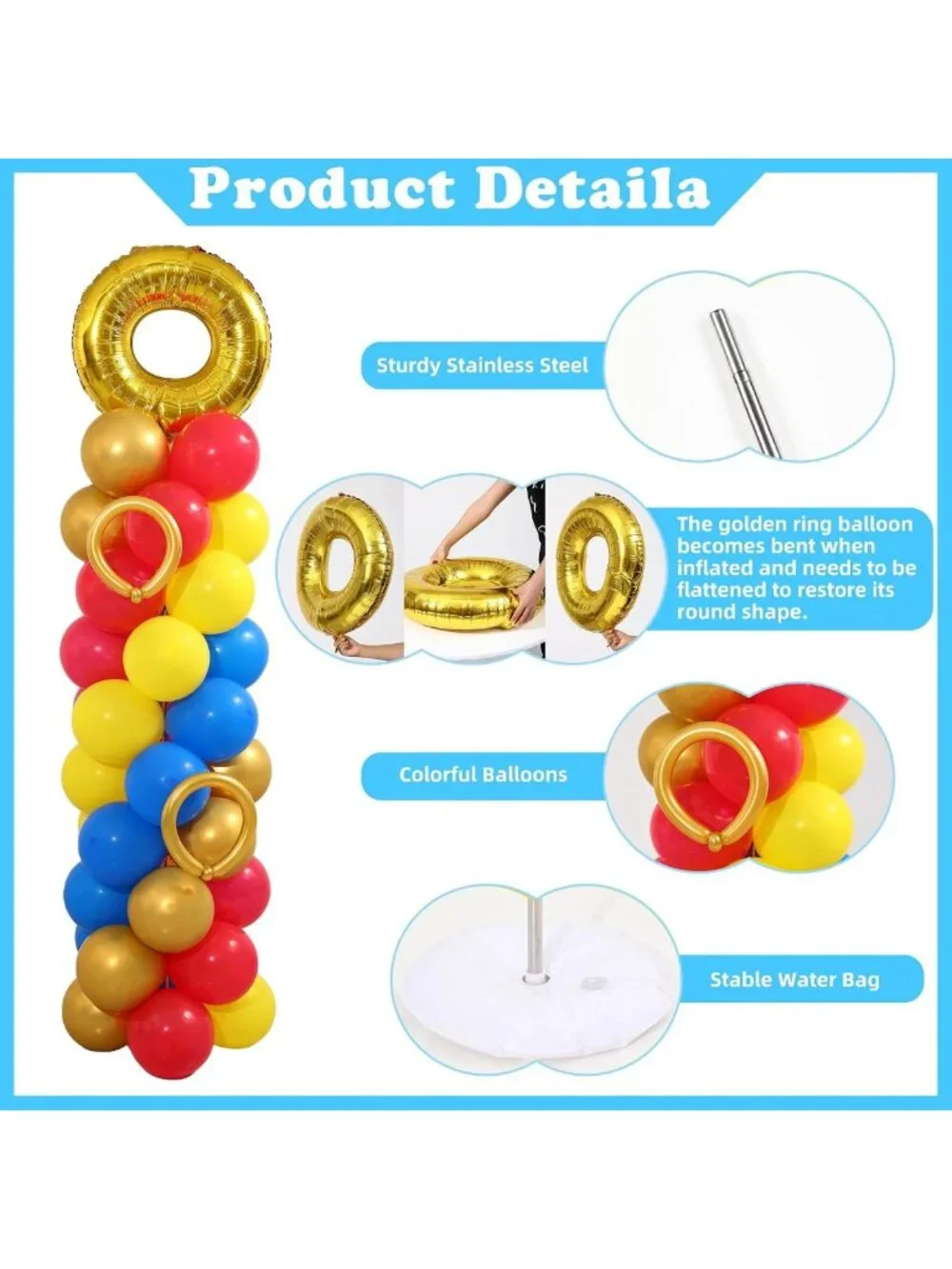 Cartoon Hedgehog Balloon Column Kit - 2 Sets, 130PCS Colorful Balloons for